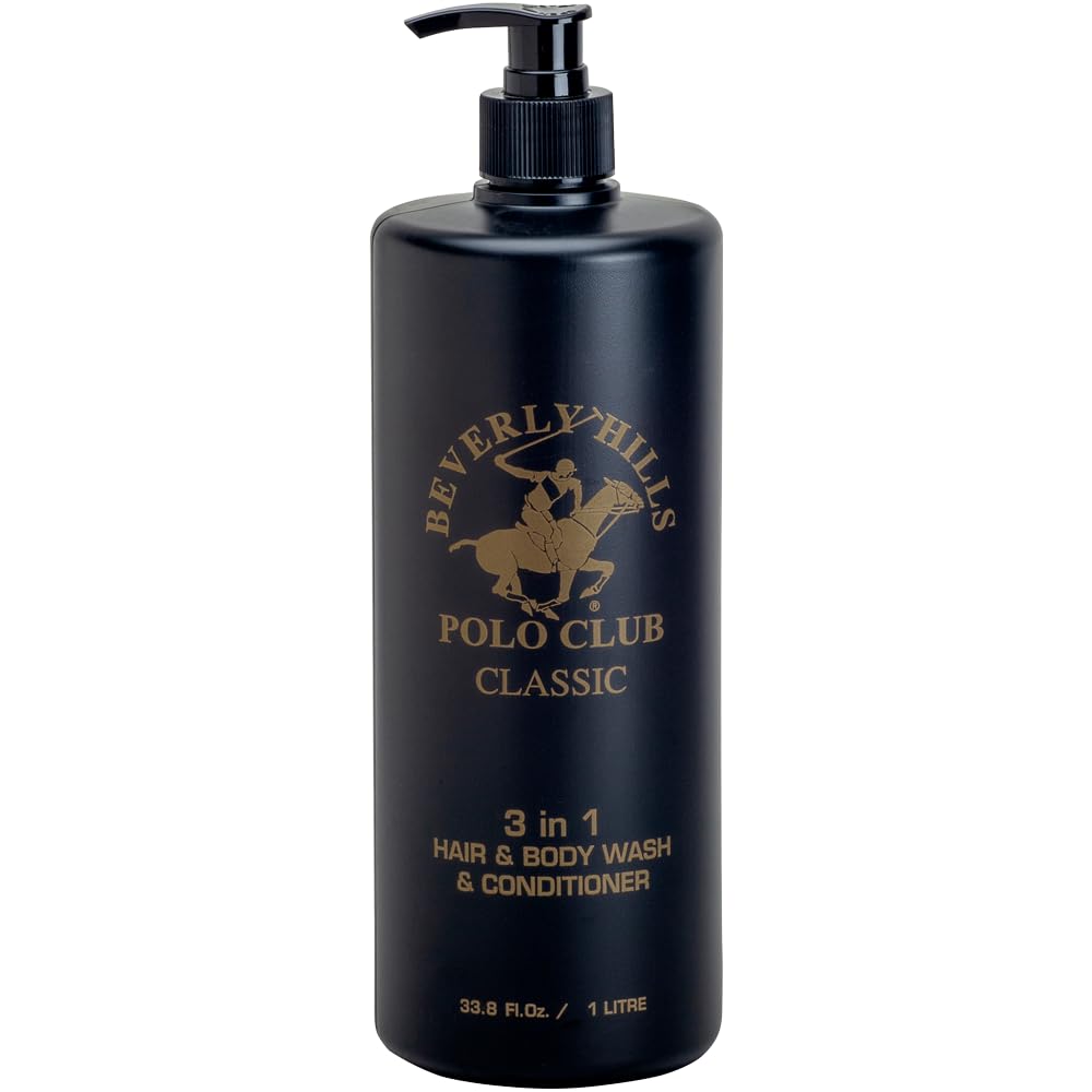 Men's 3 in 1 Shampoo Conditioner and Body Wash Featuring Luxury Scents Blaze Blue Classic and Sexy 33.8 oz by Beverly Hills Polo Club BHPC (Classic)