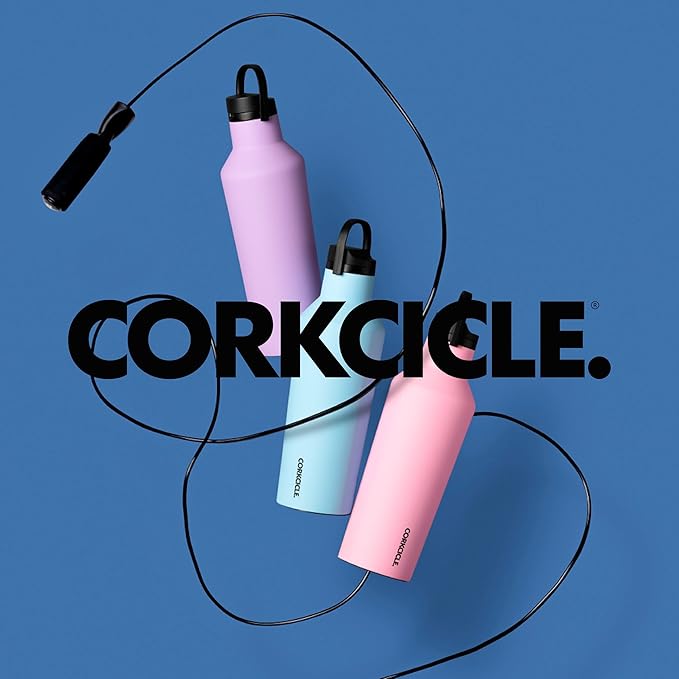 Corkcicle Sport Canteen Insulated Tumbler, Capri Blue, 32 oz – Reusable Water Bottle Keeps Beverages Cold for 25 Hours & Hot 12 Hours – Cupholder Friendly Tumbler with Screw-On Cap