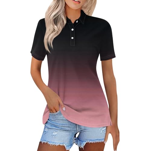 Summer Tops,My Orders Placed Recently by Me Polo Shirts for Women Shirts for Women Trendy Summer Womens Athletic Tops Blouses for Women Dressy Casual Red White and Blue Shirts for Women（Ac-Pink，XXXL）