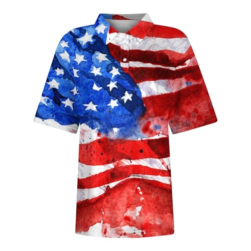 4th of July Outfits for Women,Deals of The Day Polo Shirts for Women Womens Tops,Shirts for Women Trendy Summer Summer Tops for Women 2024 Trendy Blouses for Women Dressy Casual（Al-Vermilion，XXXL）