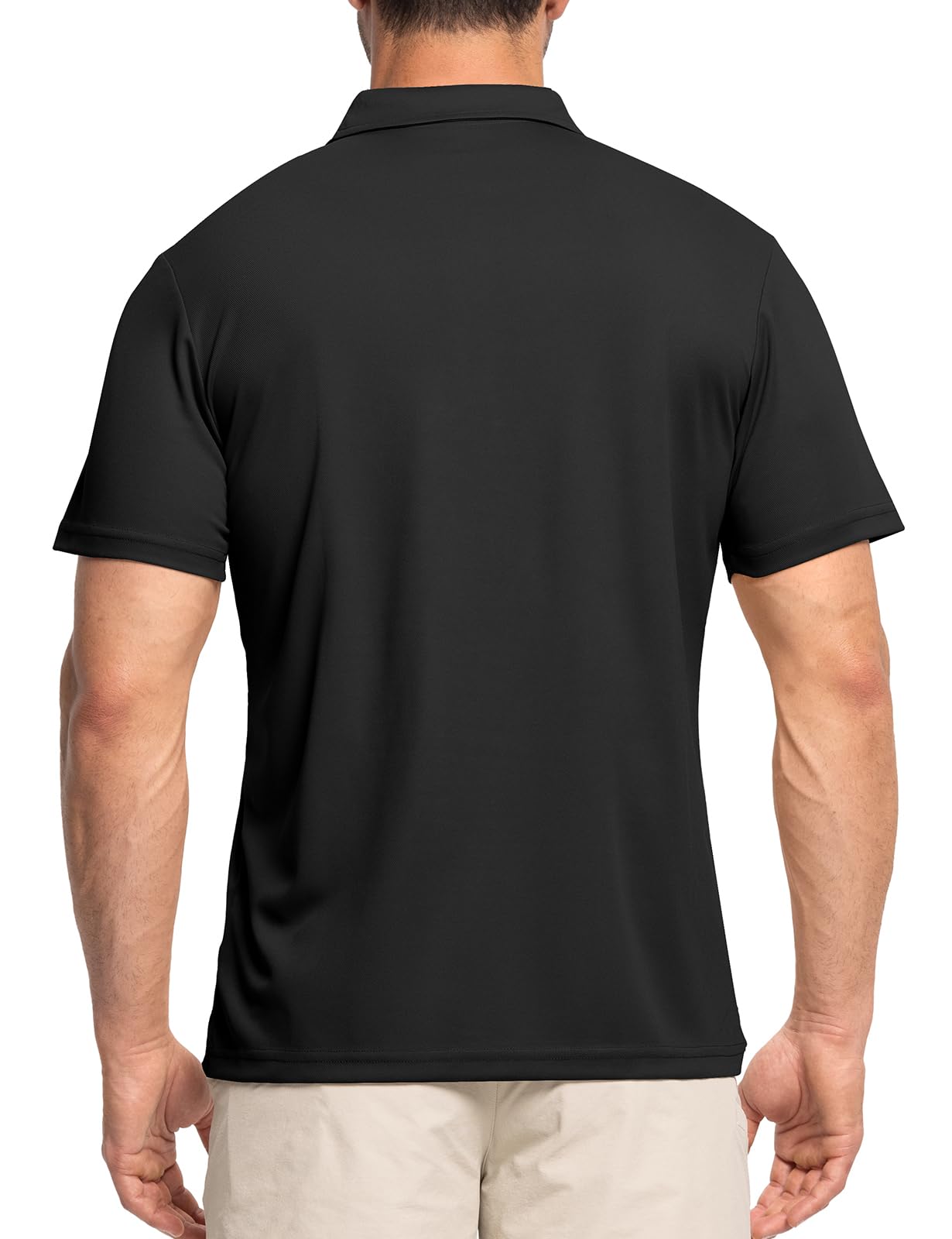 Rdruko Men's Golf Shirts Short Sleeve Moisture Wicking Performance Polo Shirts Button-Down UPF 50+ Tennis Tshirts (Black, US L)