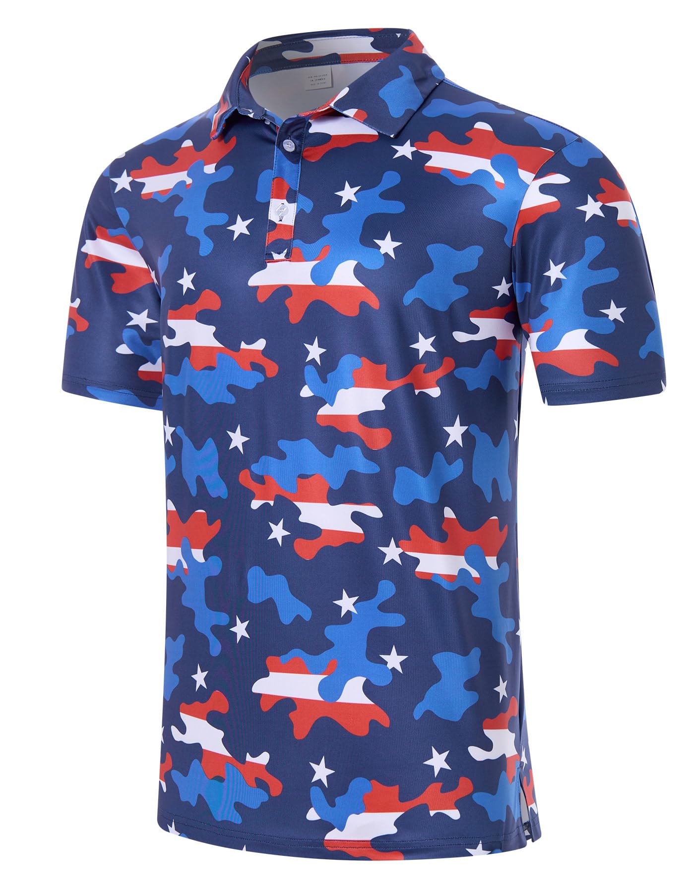 Seadodo Mens 4th of July Polo Shirt Patriotic Golf Shirts American Flag Printed Golf Short Sleeve USA Independence Day Party Outfit