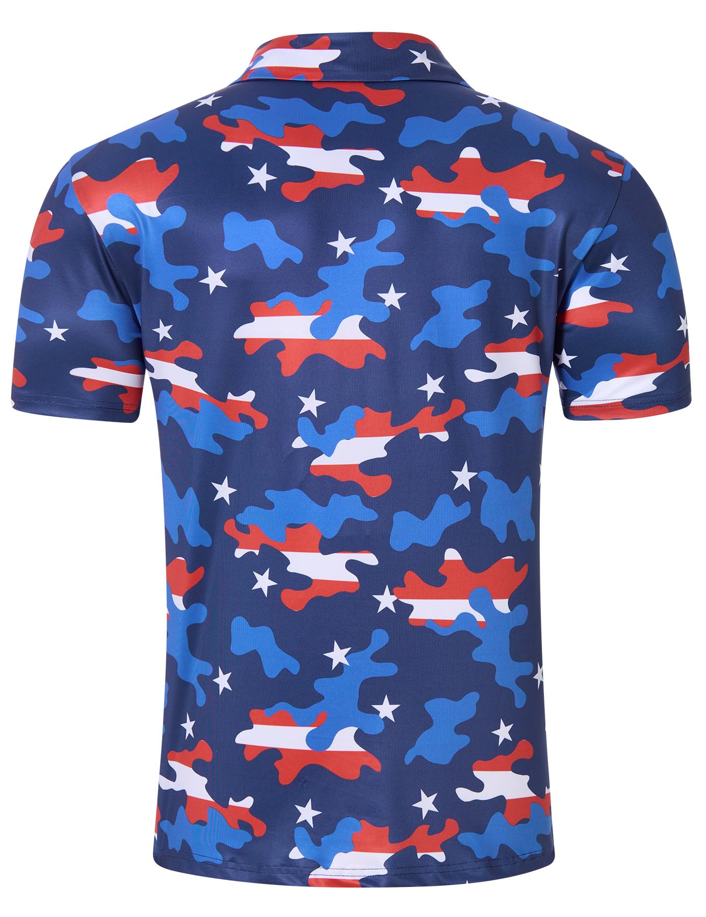 Seadodo Mens 4th of July Polo Shirt Patriotic Golf Shirts American Flag Printed Golf Short Sleeve USA Independence Day Party Outfit