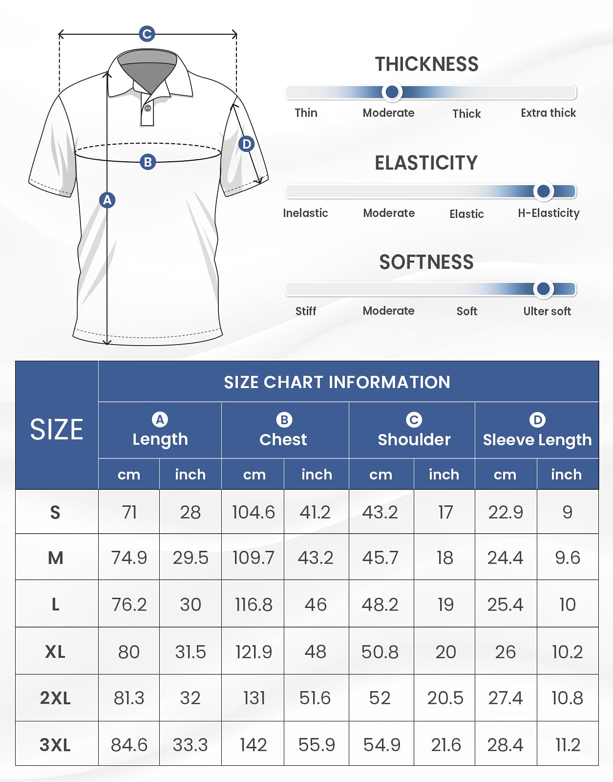Fabugi Mens Golf Shirts Dry Fit Short Sleeve Casual Performance Striped Collared Polo Shirts for Men Blue Large