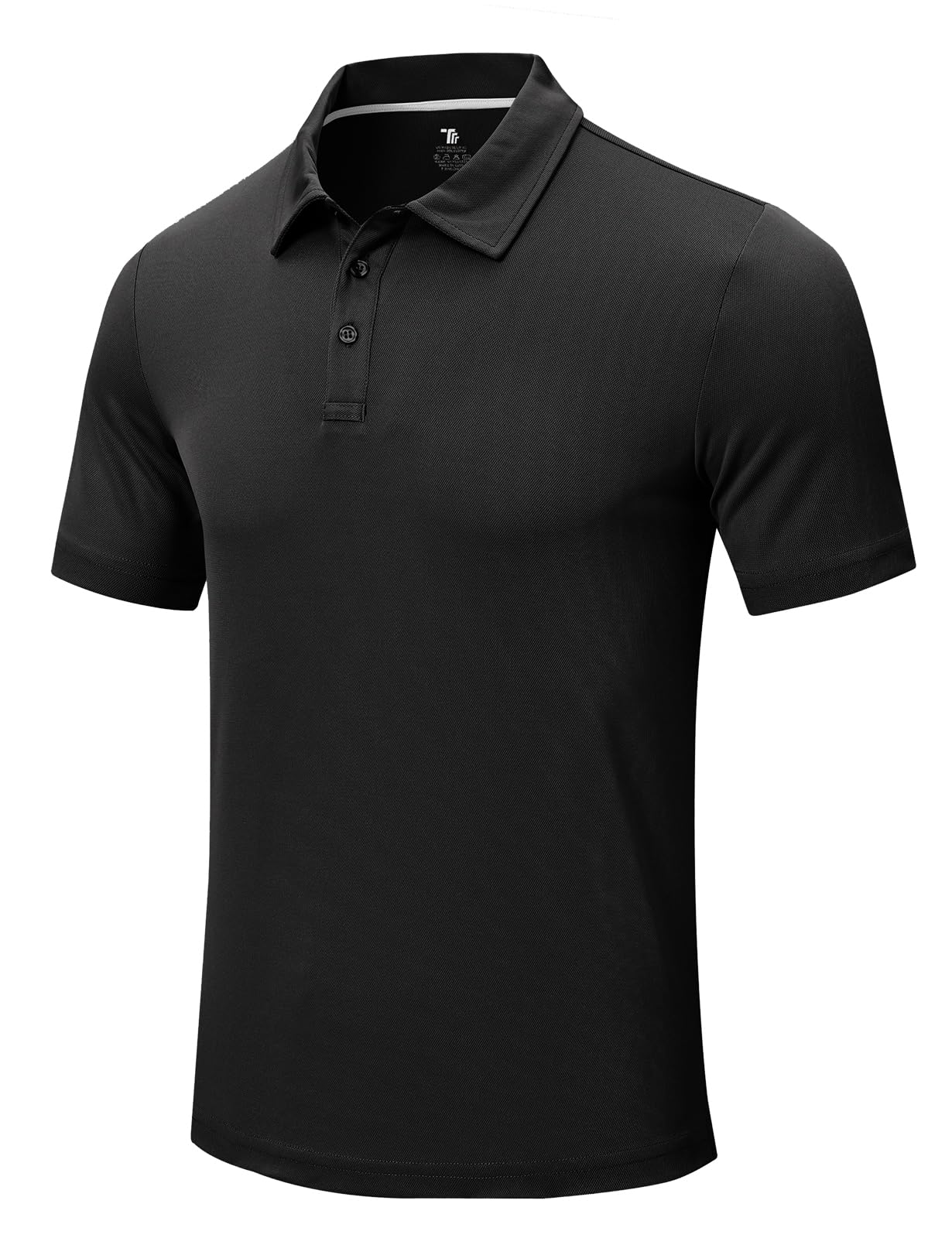 Rdruko Men's Golf Shirts Short Sleeve Moisture Wicking Performance Polo Shirts Button-Down UPF 50+ Tennis Tshirts (Black, US L)