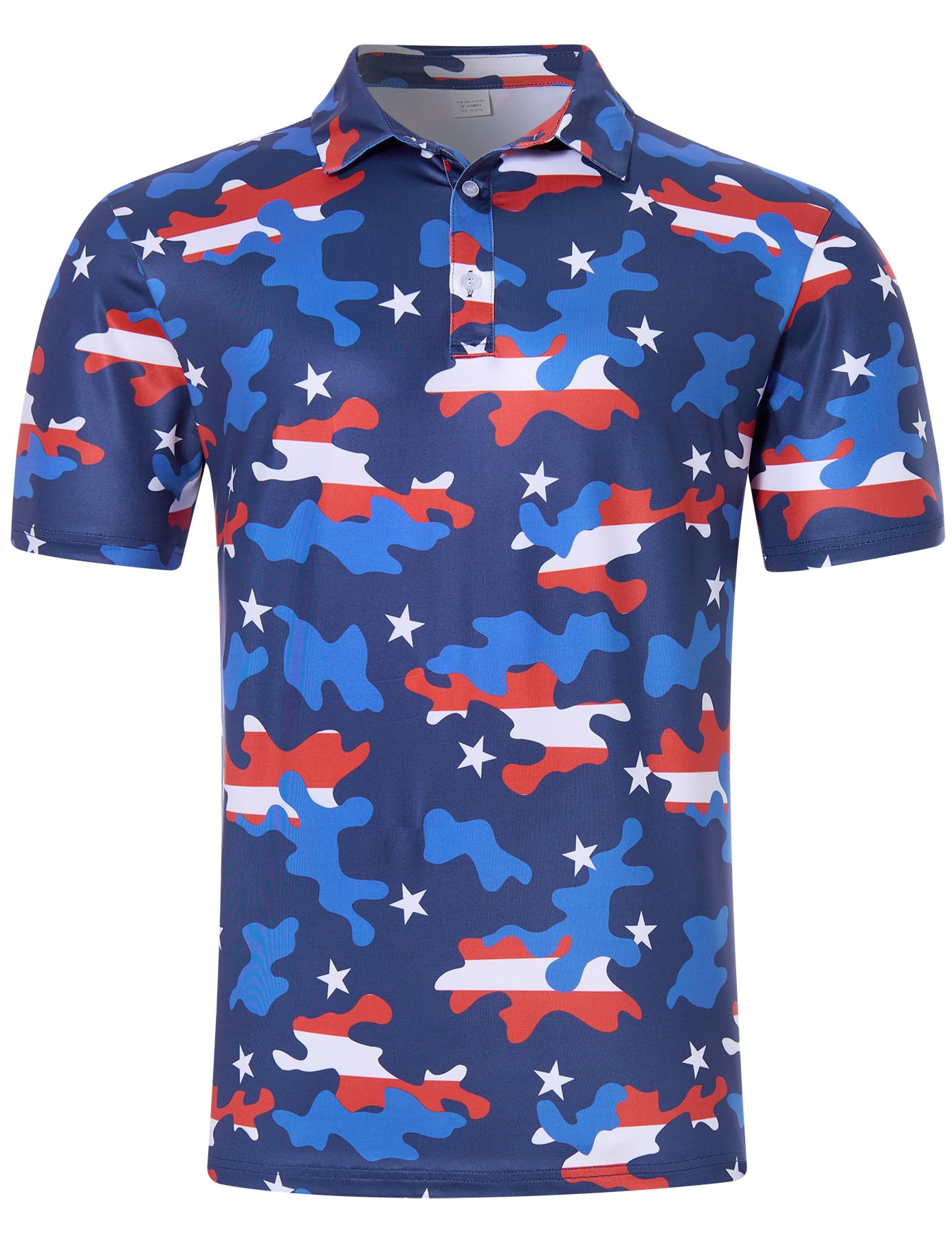 Seadodo Mens 4th of July Polo Shirt Patriotic Golf Shirts American Flag Printed Golf Short Sleeve USA Independence Day Party Outfit