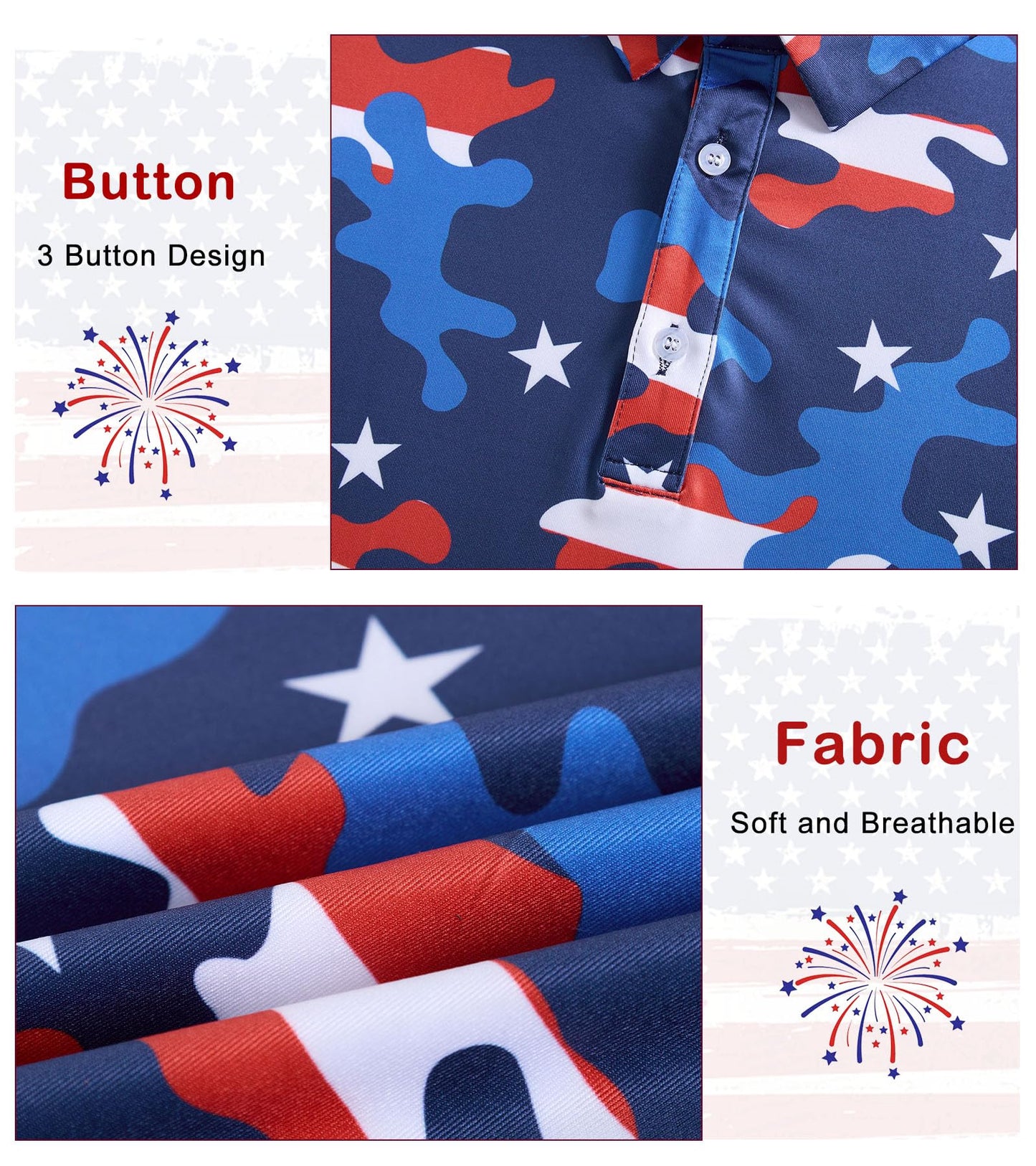 Seadodo Mens 4th of July Polo Shirt Patriotic Golf Shirts American Flag Printed Golf Short Sleeve USA Independence Day Party Outfit