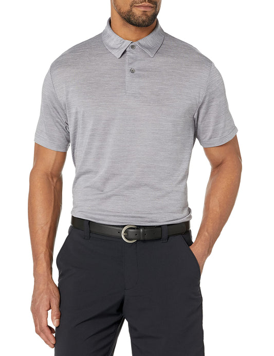 PGA TOUR Men's Space Dye Texture Short Sleeve Golf Polo Shirt, Tradewinds Heather, Small