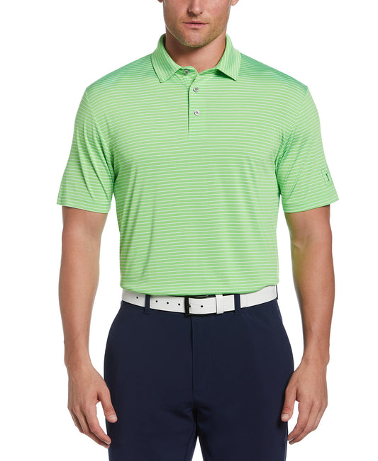 PGA TOUR Men's Short Sleeve Single Feeder Stripe Polo Shirt, Jasmine Green, XX-Large