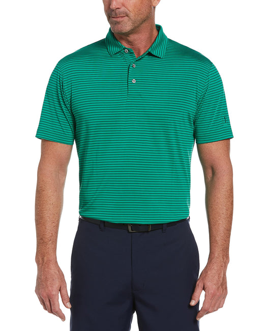 PGA TOUR Men's Short Sleeve Feeder Stripe Golf Polo Shirt, Tennis Court, Medium